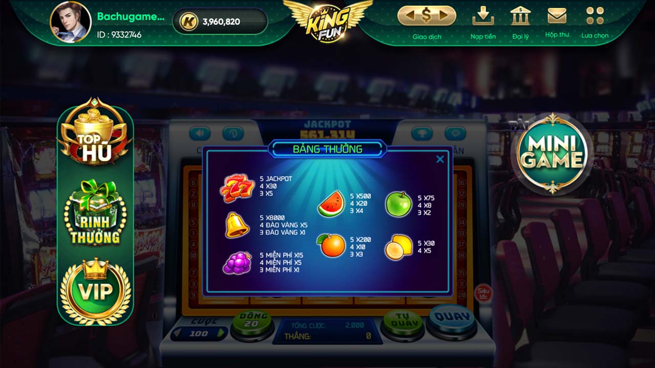 Hướng dẫn chơi Slot game 777 Hoa Quả Kingfun